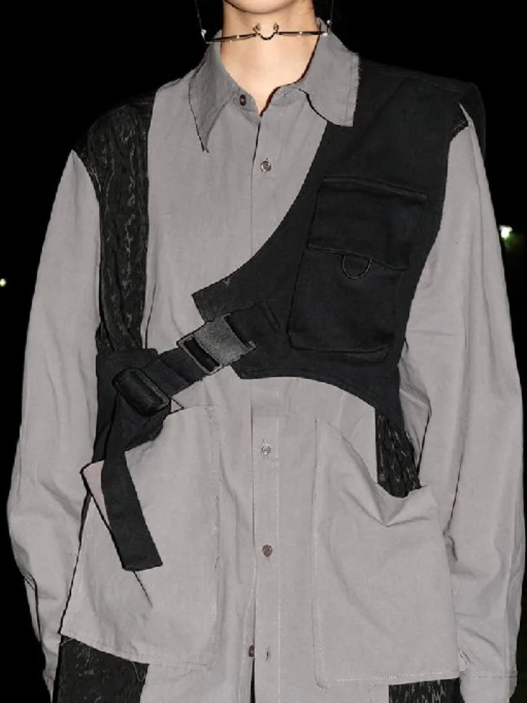 

Женская уличная одежда, модная безрукавка в стиле Харадзюку без рукавов, мужской топ-карго, хиппи, корейский черный жилет с пряжкой в стиле хип-хоп, Techwear