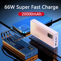 20000mah power bank 66w fast charging for huawei p40 powerbank built in cable for iphone 13 12 pro samsung s21 xiaomi poverbank