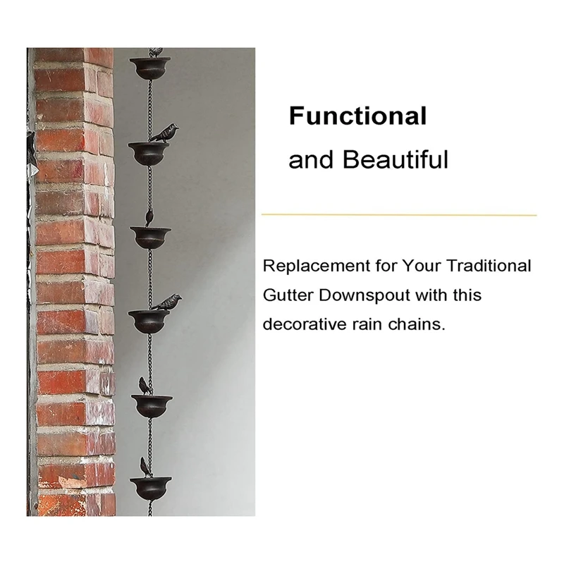 Дождевые цепи для желобов мобильные птицы на чашках дождевые куранты 8 футов