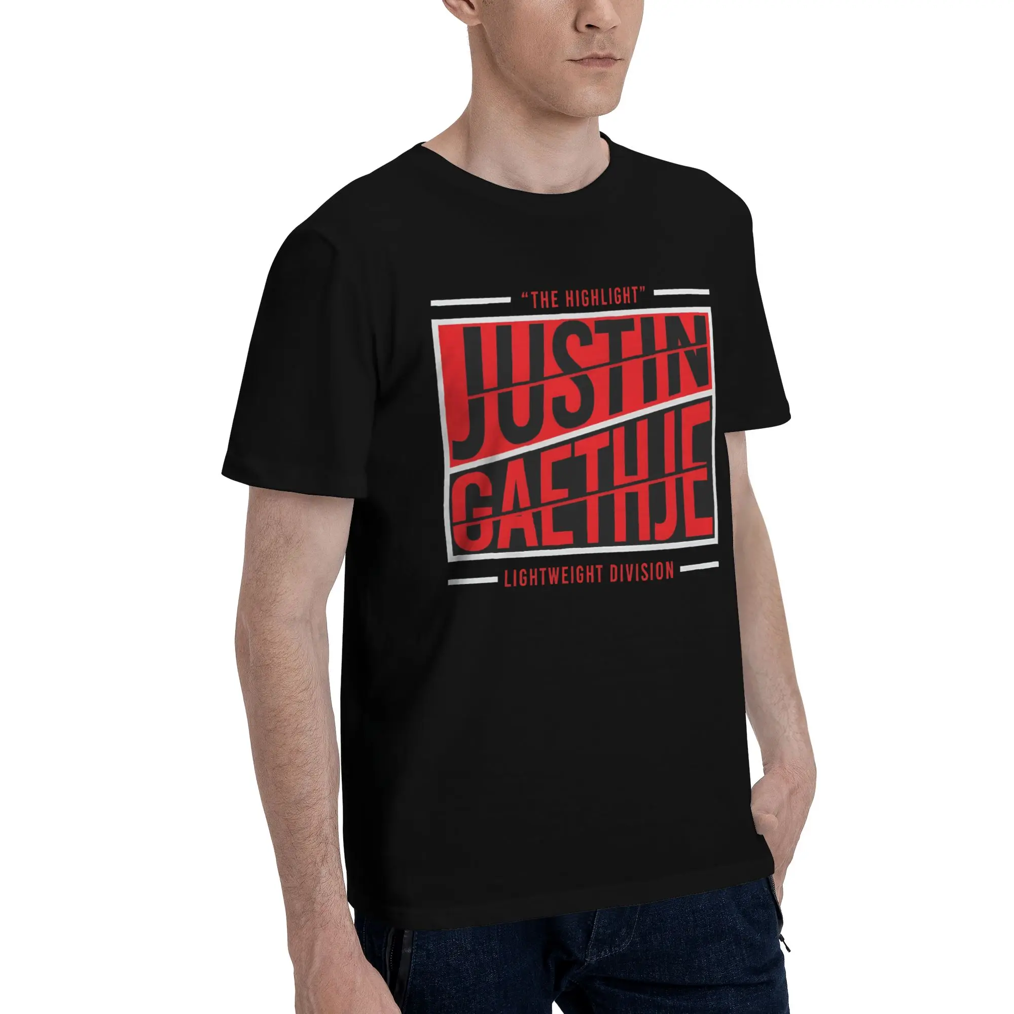 Фото Мужские и женские футболки с графическим принтом Justin Gaethje The Highlight, хлопковые футболки, одежда №3