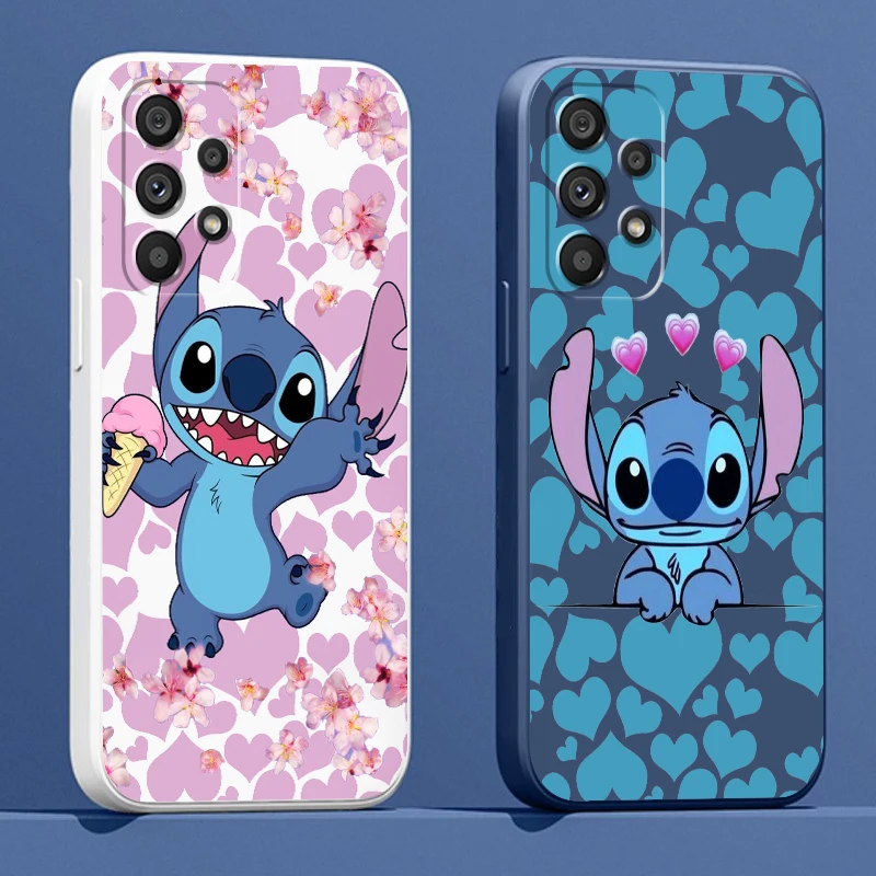 

Liquid Rope Funda Disney Stitch Cute Cartoon Phone Case For Samsung A73 A53 A33 A52 A32 A23 A22 A71 A51 A21S A03S A50 A30 5G