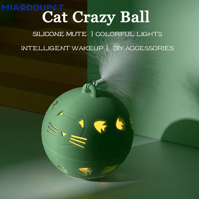 

MIAODOUPET cat toys Crazy Ball Interactive Cat Toy Self-moving Kitten Jumping Ball Toys Vibration Sensor Cats Game Toy