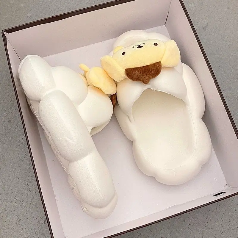 

Cute My Melody Cinnamoroll Anime Shoes Sanrio Kawaii Pompompurin Kuromi Cartoon Slippers Sandals Beach Flip-Flops Toys for Girls