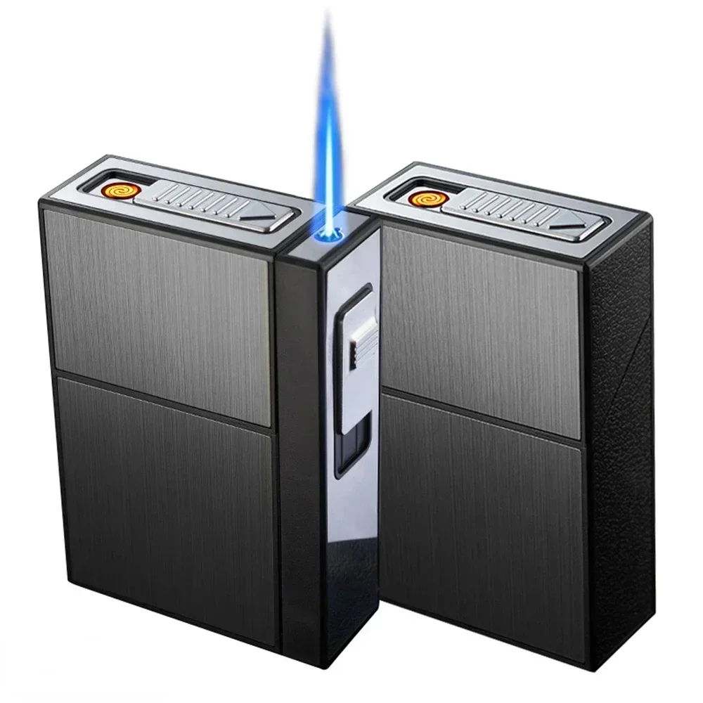 2025 портсигар, USB-зажигалка, металлическая ветрозащитная реактивная перезаряжаемая газовая зажигалка, всплывающая коробка 20, мужские гаджеты, аксессуары для курения, новинка (art.: 3920ccf6265fc) - 3920ccf6265fc