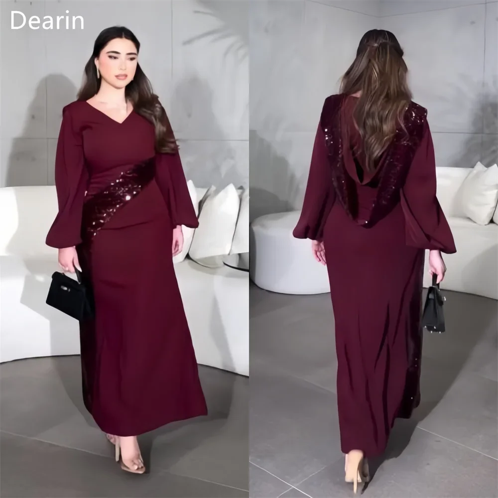 Женское вечернее платье до щиколотки с V-образным вырезом