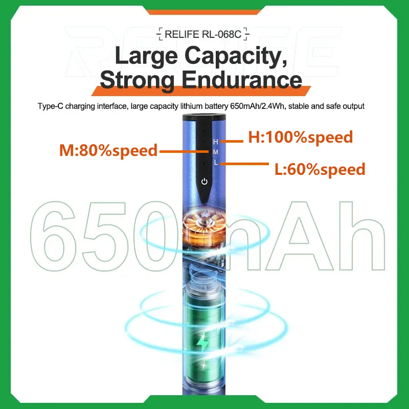 RELIFE RL-068C Полировальная ручка Электрическая интеллектуальная 3-скоростная