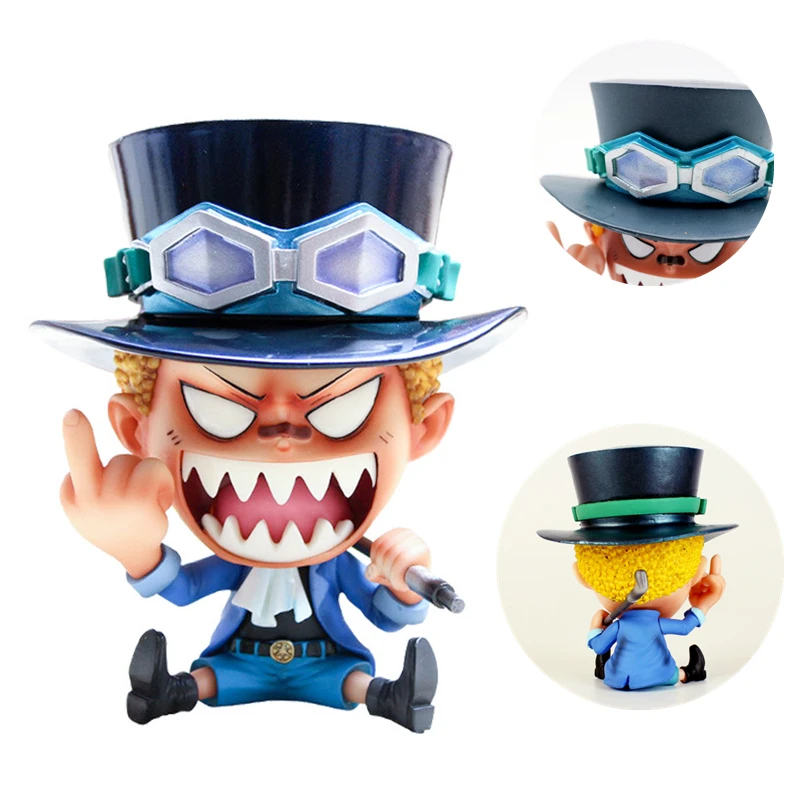 

One Piece Anime Action Figurine Model Despise Sitting Sabo Q Version PVC Collectible Decorations Doll Children Toys Car Ornament