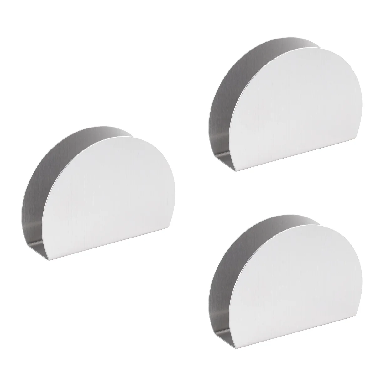 

3pcs Vertical Semicircle Paper Tissue Dispenser Stainless Steel Serviette Stand Napkin Holder for Home Restaurant (Silver)