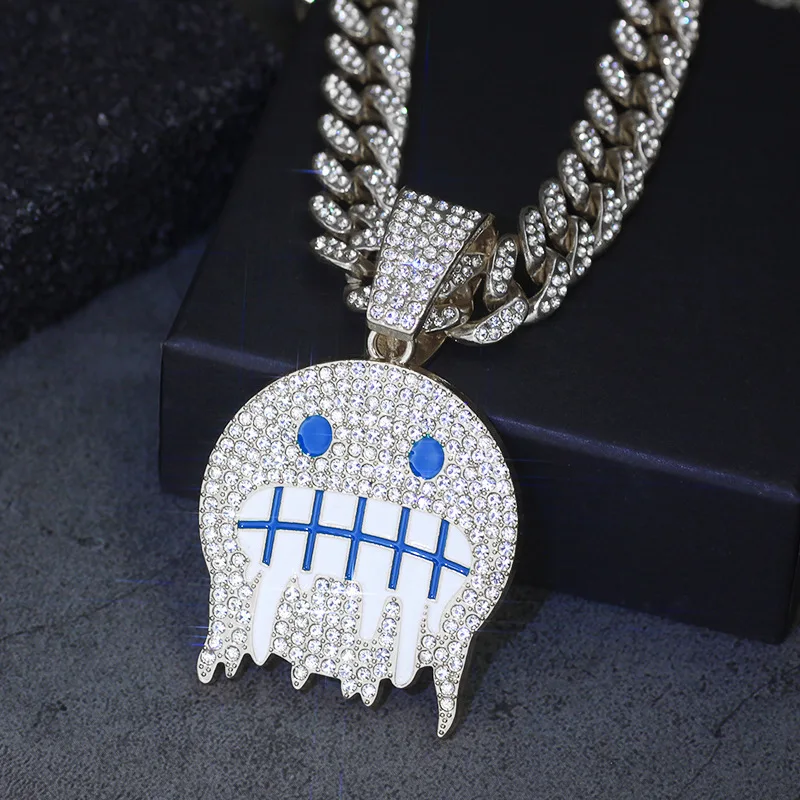 Персонализированный кулон Ice Face Emoji Emoji в стиле хип-хоп, кубическая цепочка с бриллиантами, ниша, полное бриллиантовое ожерелье Emoji (art.: 3920d19e2f308) - 3920d19e2f308