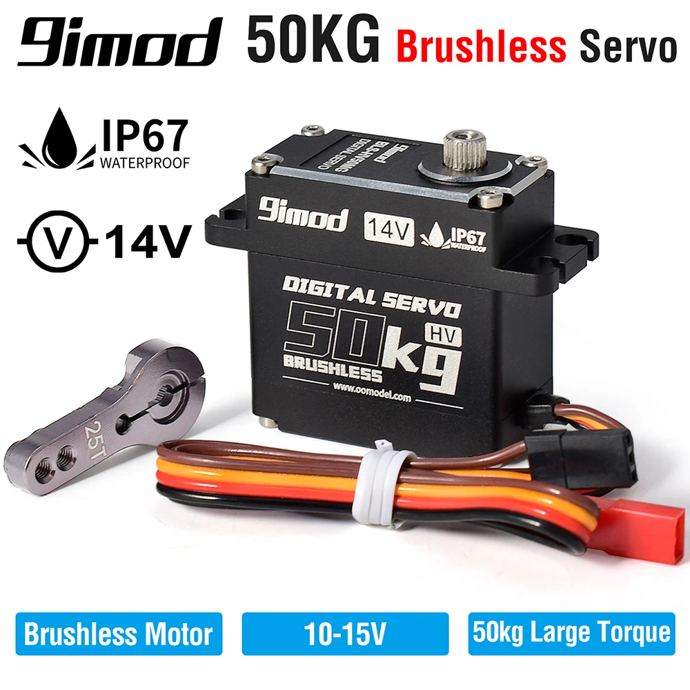 

9imod Waterproof 50KG BLS-HV50MG 14V HV Brushless Digital Servo for 1/10 RC Car Boat Robot DIY