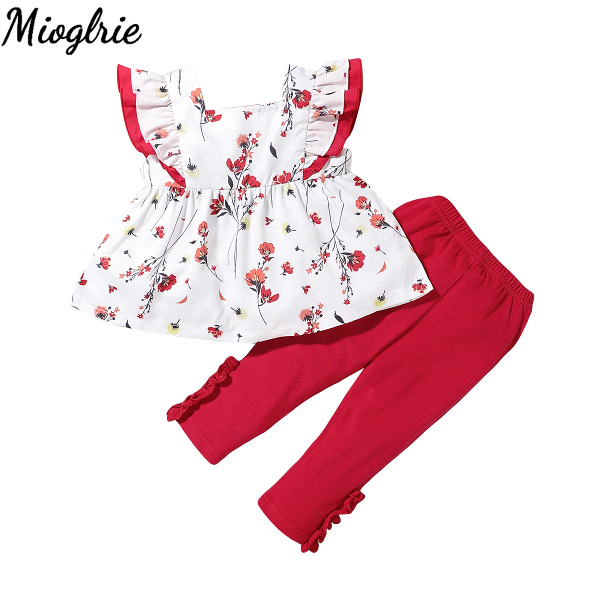 

Одежда для маленьких девочек, лето 2022, комплекты без рукавов с оборками для девочек 4T, одежда для девочек, топы из 2 предметов + штаны, детская ...