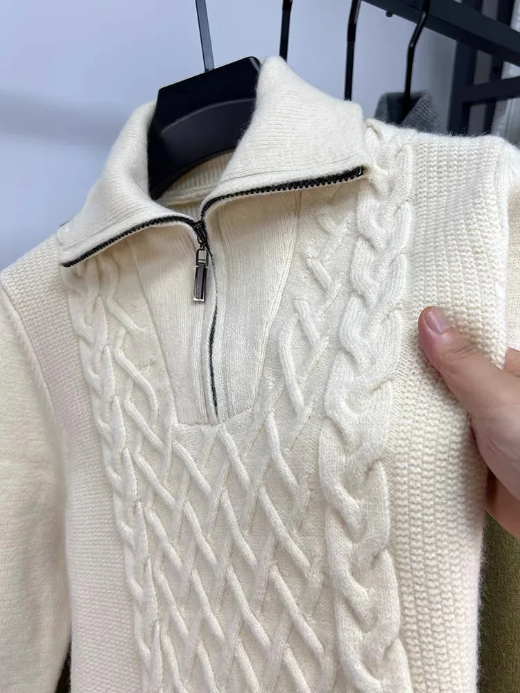

Осень/Зима 2023, новый персонализированный жаккардовый свитер, корейский Повседневный утепленный пуловер, мужская мода, топ с коротким вырезом и цепочкой