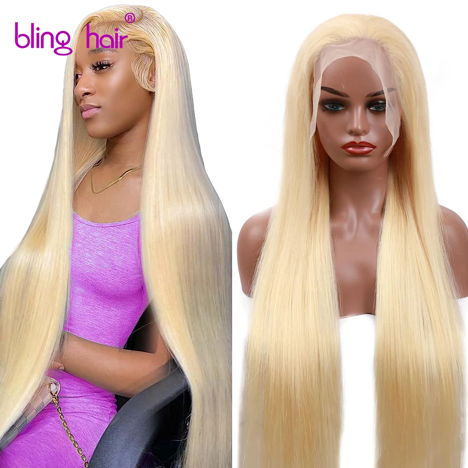 

613 HD Lace Frontal Wig 13x6 Straight Human Hair Wigs Pre Plucked Bleached Knots Bling Remy Blonde Lace Front Human Hair Wigs