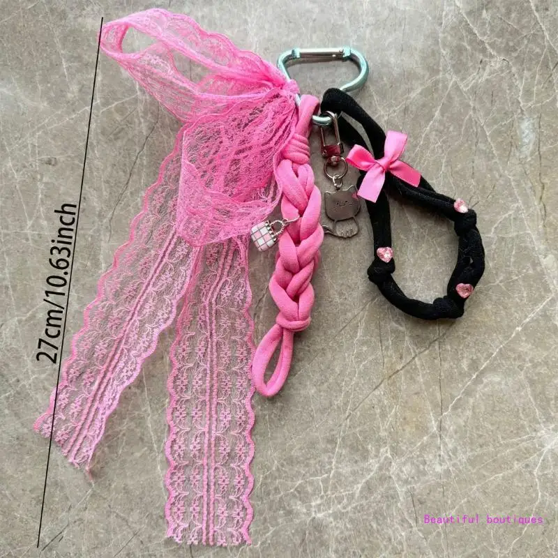 Очаровательный брелок с котом и бантом модная плетеная веревка ремешок для