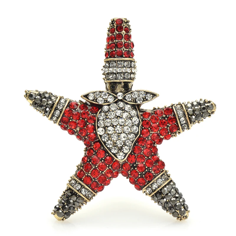 

Wuli&baby Designer Starfish Christmas Father Brooches For Women Lovely Rhinestone Santa Claus New Year Brooch Pins Gifts
