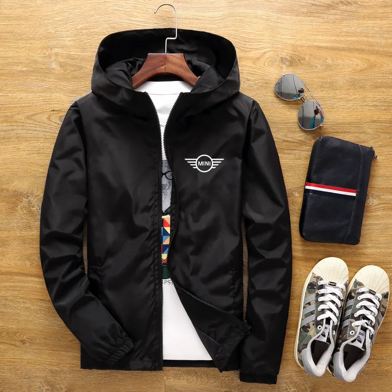 

Car Jacket latest Mini Cooper S print men's spring and autumn zipper casual hooded bomber jacket fashion windbreaker jacket