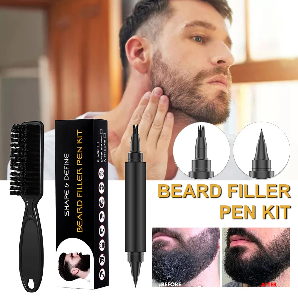 

Beard Filling Pen Kit Double-ended Beard Pen and Brush Waterproof Male Mustache Repair Shaping Coloring Tools Hair Beard Pencil