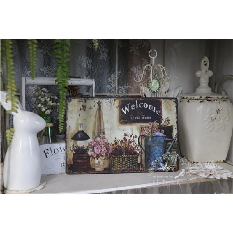 

A Variety of Rural Retro Distressed Flowers Combination Iron Skin Painting Pastoral Garden Flowers Wall Decorations Gardening Gr