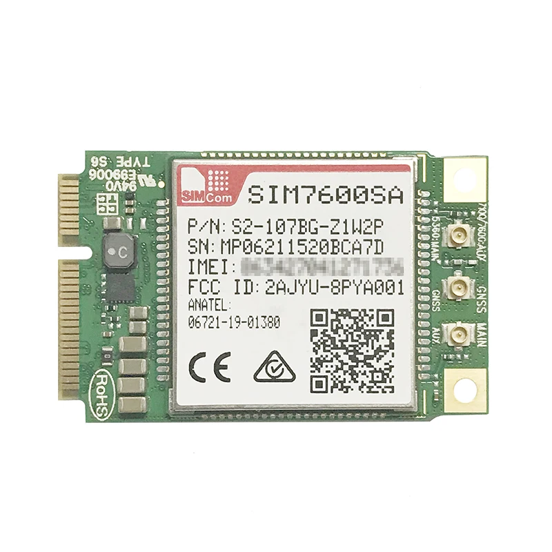 

SIMCOM SIM7600SA LTE Cat-1 mini pcie Module LCC Type LTE-FDD B1/B2/B3/B4/B5/B7/B8/B28 LTE-TDD B40/B66 UMTS/HSPA+ B1/B2/B5/B8