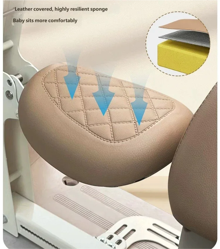 Фото Детское кресло-коляска Yadea M40-M Cream с защитой от падения, с поролоновым обрамлением, поручнем и блокировкой от смещения ребенка по бокам при неровных дорожных покрытиях №3