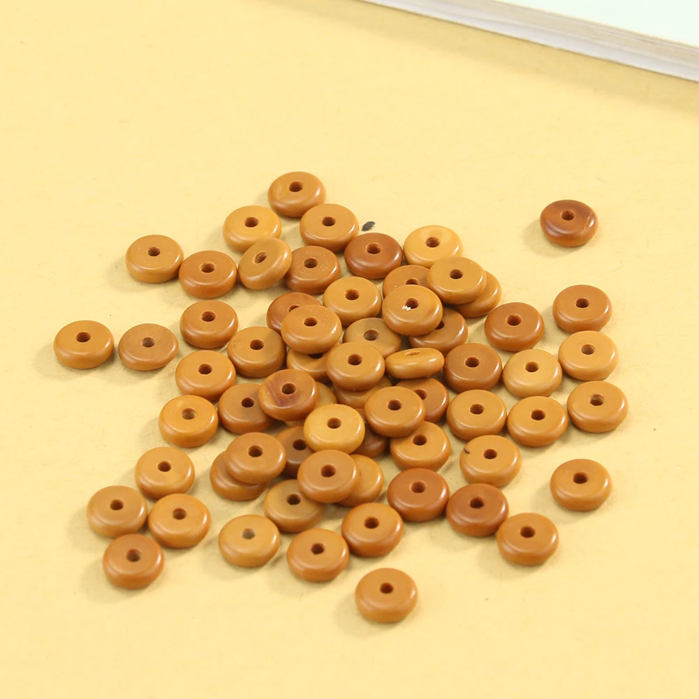 Бусины из натурального оливкового дерева 20 шт., плоские круглые бусины с отверстием для изготовления ювелирных изделий «сделай сам», Аксессуары для ожерелья, серег, браслета
