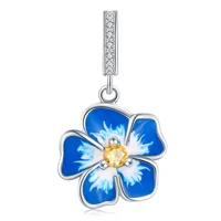 925 sterling silver pansy flower charms blue enamel bead fit original european bracelet for women girls jewelry mother day gift