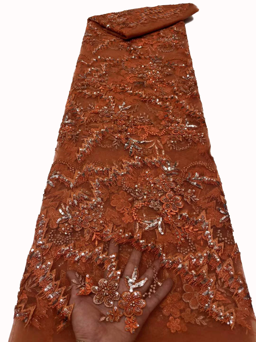 

Новинка 2023, блестящая ткань с вышивкой из тюля, роскошное свадебное вечернее платье с вышивкой ручной работы, 5 ярдов