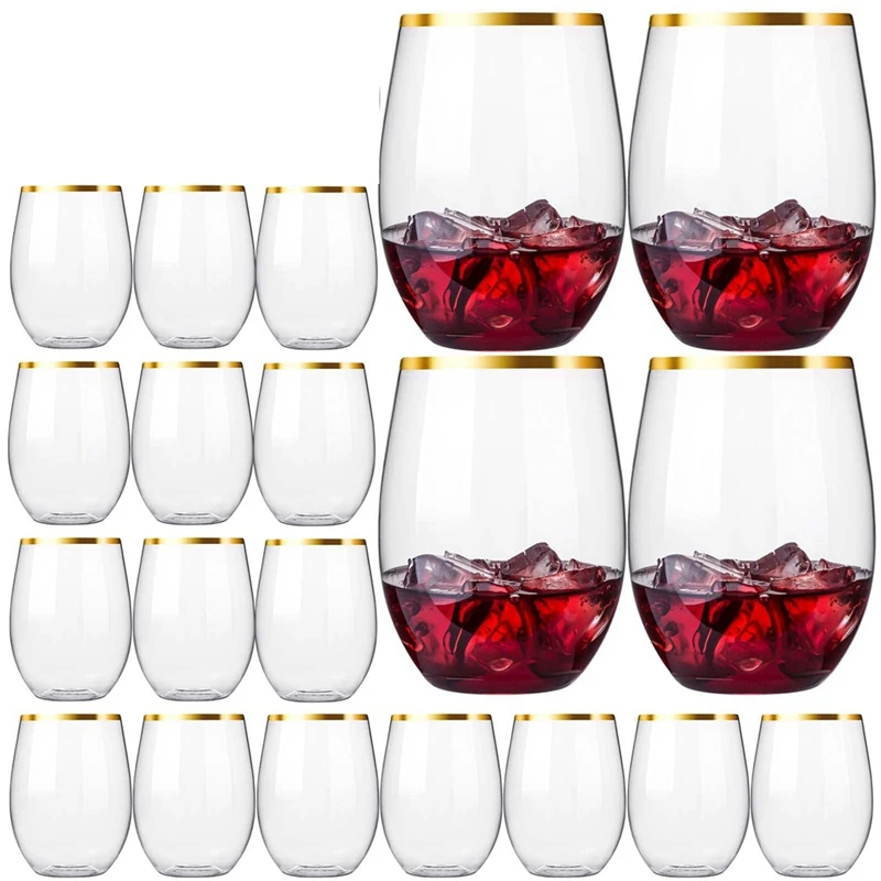 

20 шт. одноразовые бесступенчатые бокалы для вина, бокалы для виски, коктейли, прозрачные бокалы для питья Вечерние