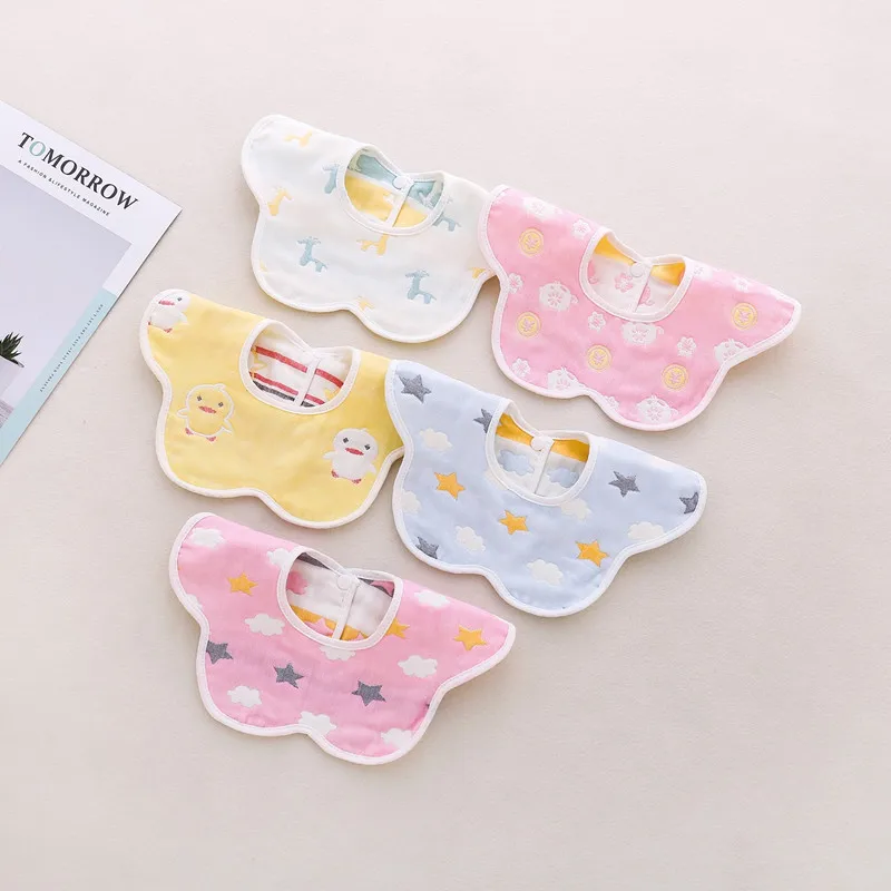 

Детские нагрудники, поворот на 360 градусов, 6 слоев марлевого муслина, детская бандана, Слюнявчики из мягкой ткани для новорожденных, детские нагрудники (5 шт.)