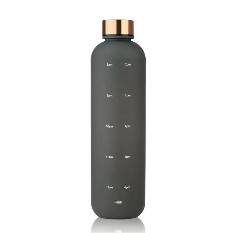 

1L Water Bottle With Time Marker Fitness Sports Outdoor Travel Portable Leakproof Drinkware Free Frosted Drink Bottles