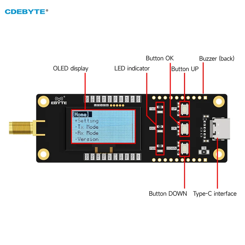 Комплект автономного тестирования LoRa Модуль OLED-экран CDEBYTE E22-400TBH-SC с E22-400T30S