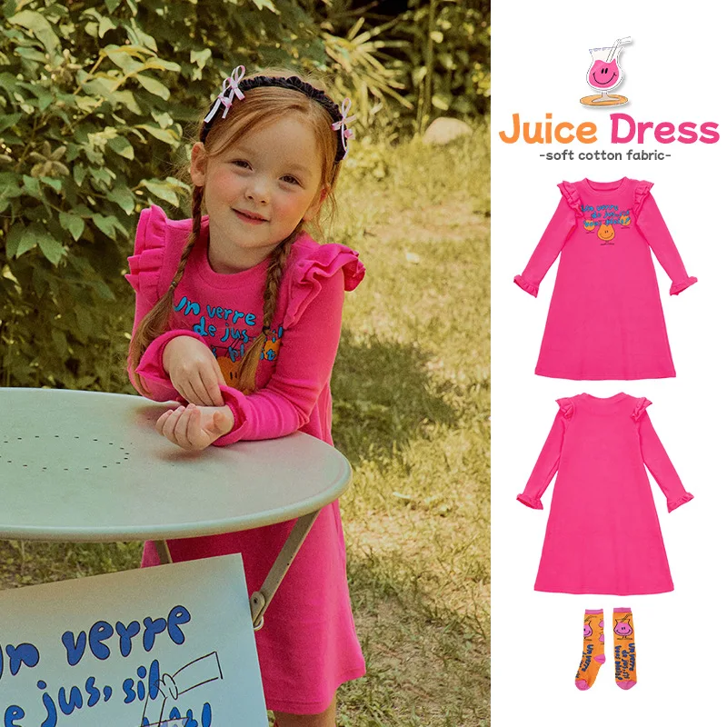 

Children's Clothing Girls' Autumn Printed Long Sleeve Lace Dress 2023 Autumn