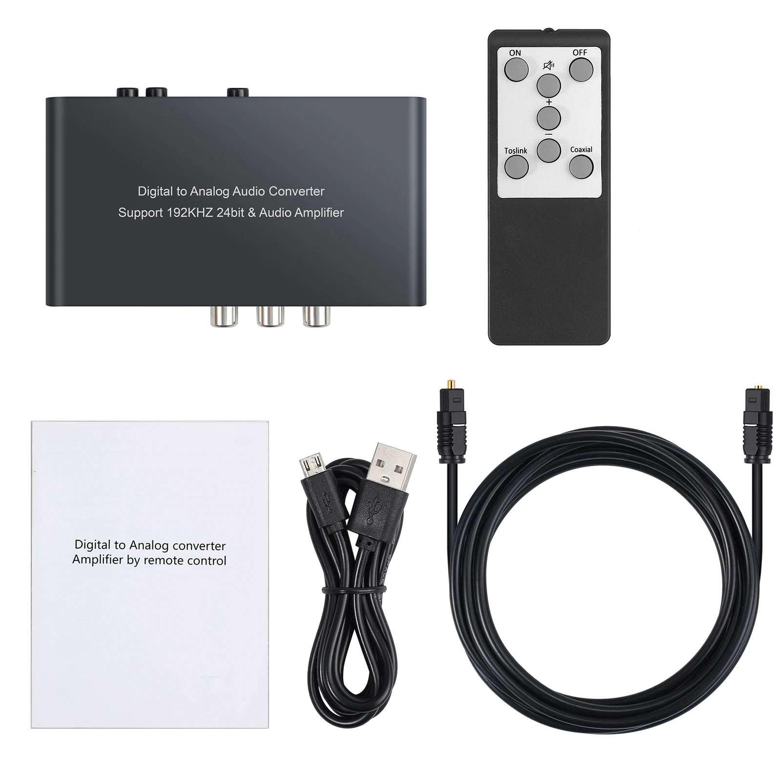 Цифровой аналоговый аудио преобразователь PROZOR 192kHz DAC с ИК-пультом дистанционного