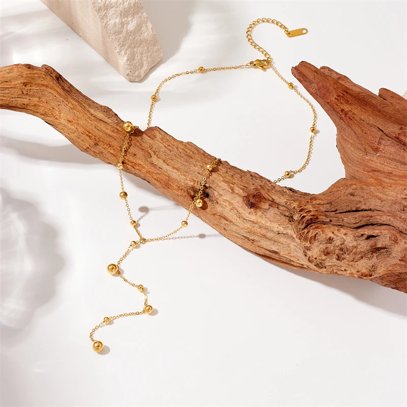 Роскошное ожерелье XIYANIKE из нержавеющей стали 316L с бусинами золотого цвета для