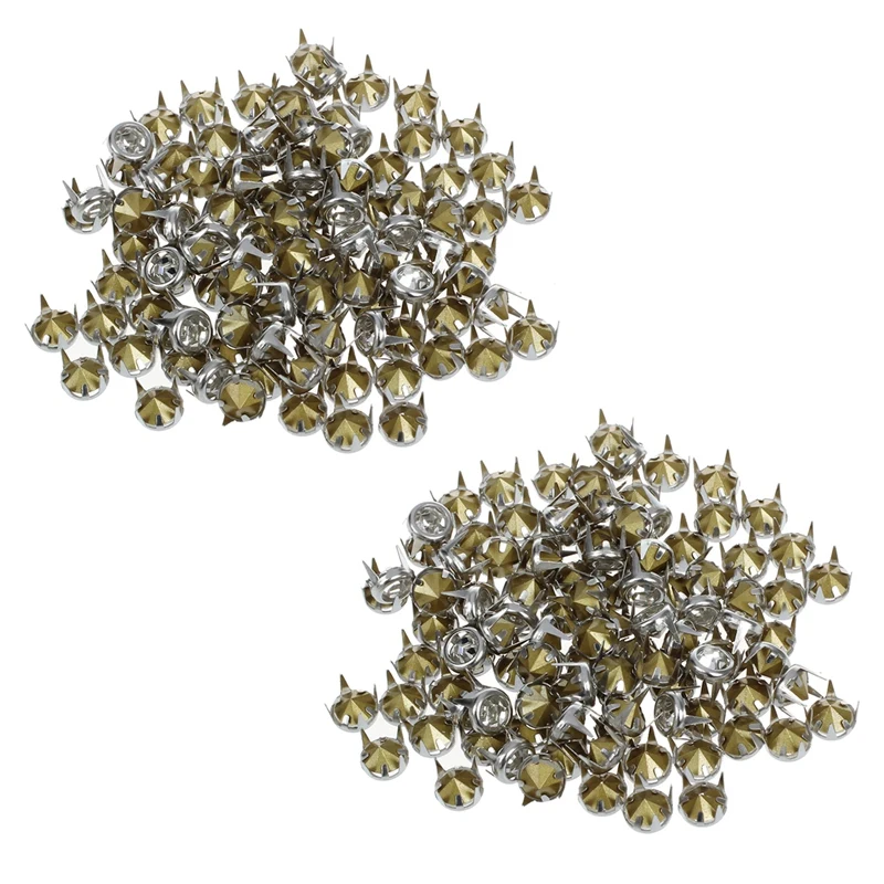 

2X 100 X 7 Mm Metal Rhinestone Studded Silver Studs Round Studs Crystal Rivets