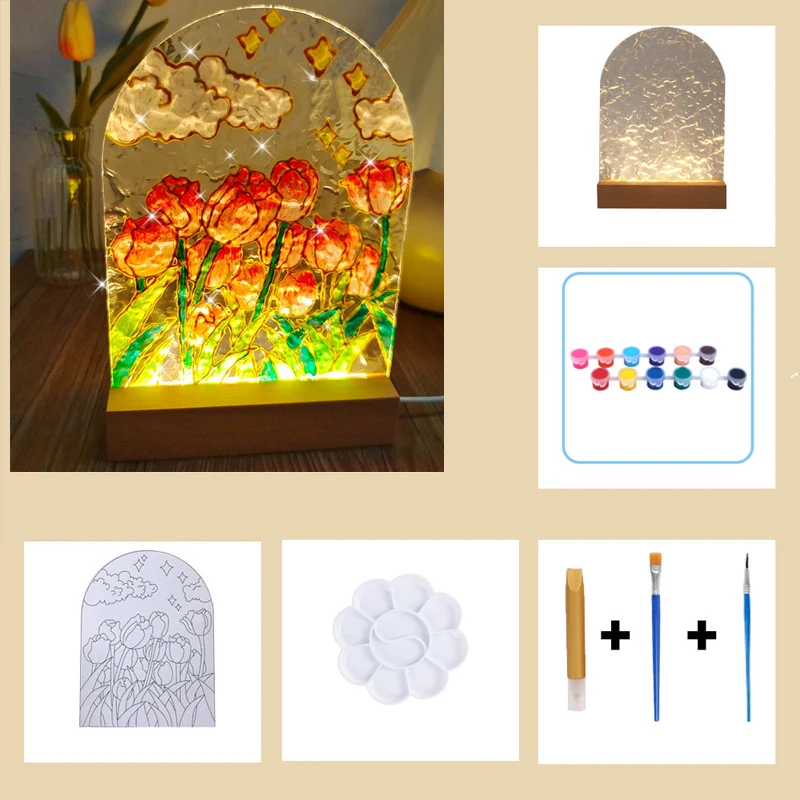 Акриловая Светодиодная лампа тюльпан сделай сам настольная декор для дня