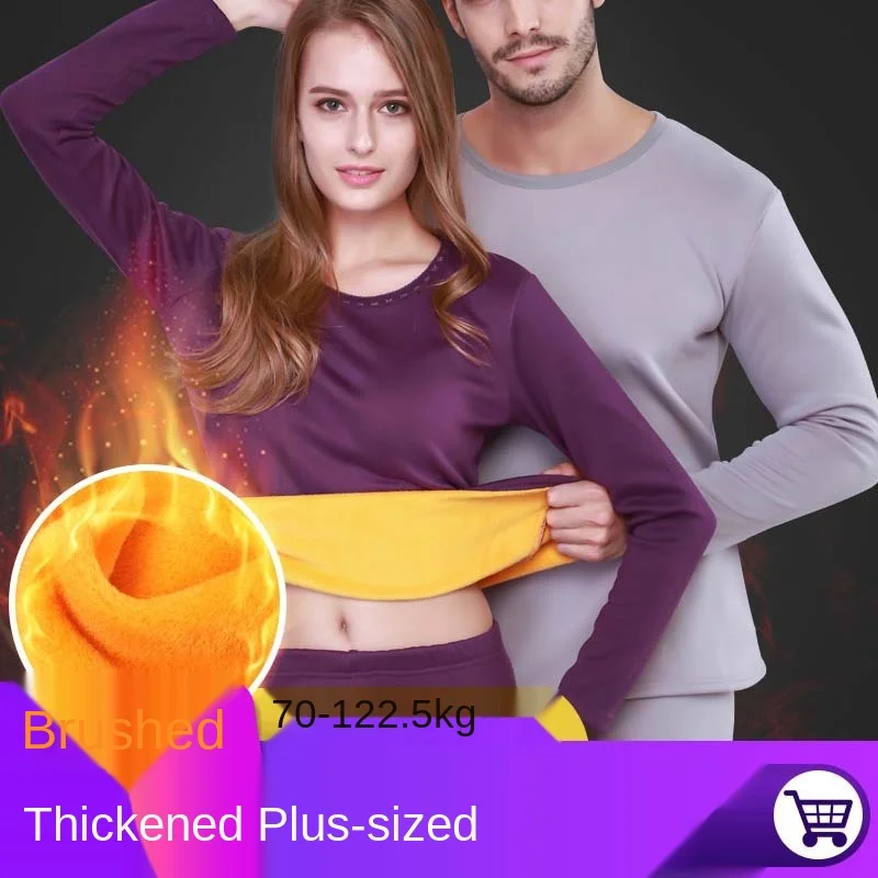 

Queenral Winter Thick Size Clothing Set Thermal Pajamas Thermal Plus Underwear Set Warm For Johns Men Woman Long L-6XL Velvet