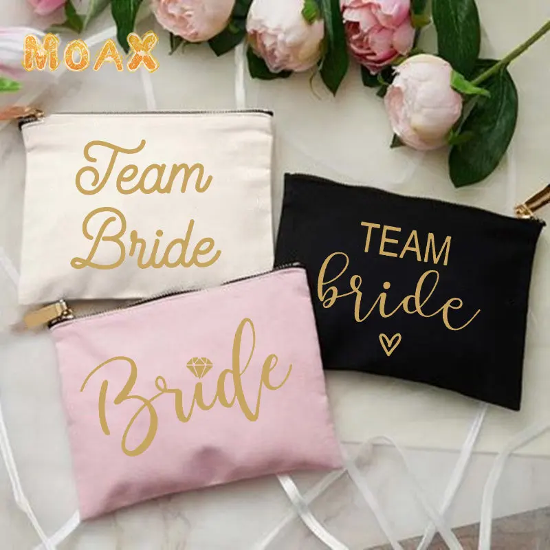 

Team Bride Cosmetic Bag for Women Makeup Bags Bachelorette Party Bridesmaid Toiletries Organizer Storage Handbags Wedding Gifts