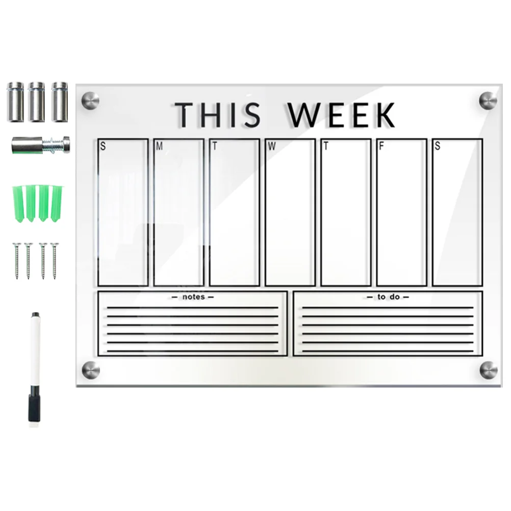 

Fridge Grocery List Reusable Calendar Board Weekly Plan Writing Board Memo Board Mini Whiteboard Clear Dry Erase Calendars