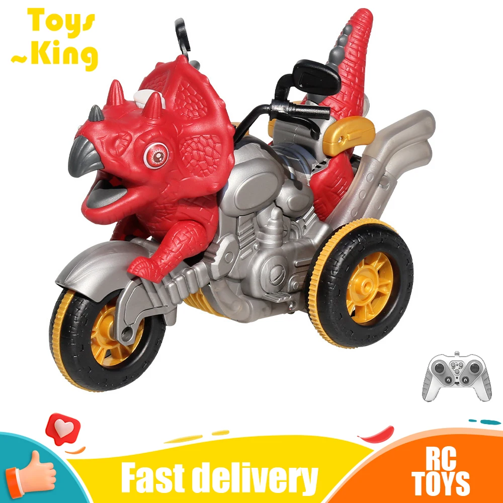 

Remote Control Dinosaur Motorcycle Stunt RC Car Electric Spray With Sound Light Children's Dinosaurs Toys Vehicles for Kids Gift