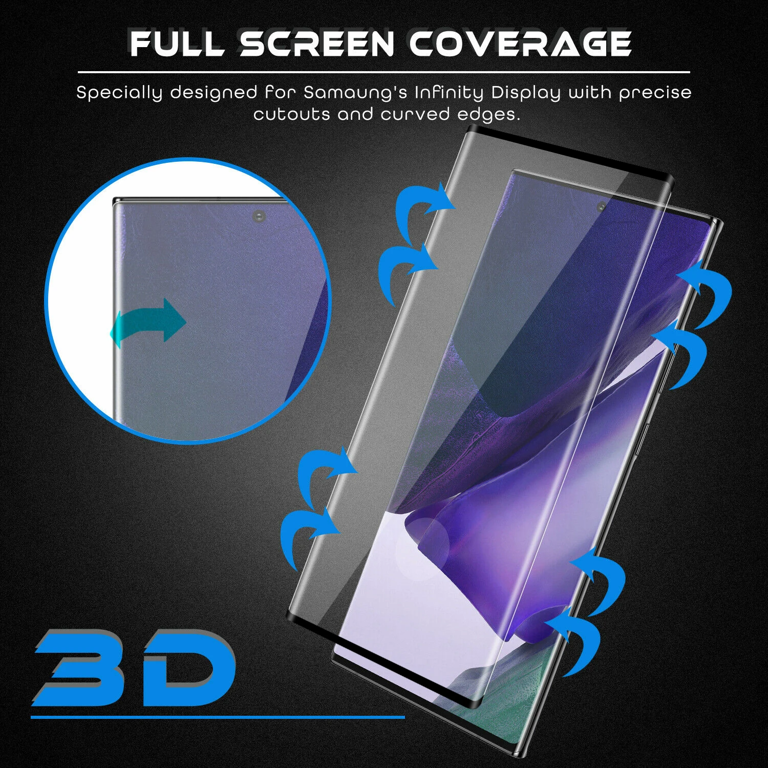 Screen Protector For Samsung Galaxy Note 20 / 20 Ultra Curved Edge Tempered Glass Protectors Full Screen Coverage Protection