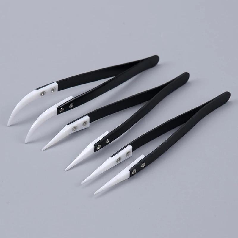 

Stainless Steel Ceramic Tweezers Anti-Static Insulated Industrial Tweezers Heat Resistant Non Conductive Pointed Tip DIY Tools