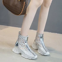 ladies martin boots summer thin boots fashion shiny mesh short boots transparent platform high heels womens shoes 2022 new