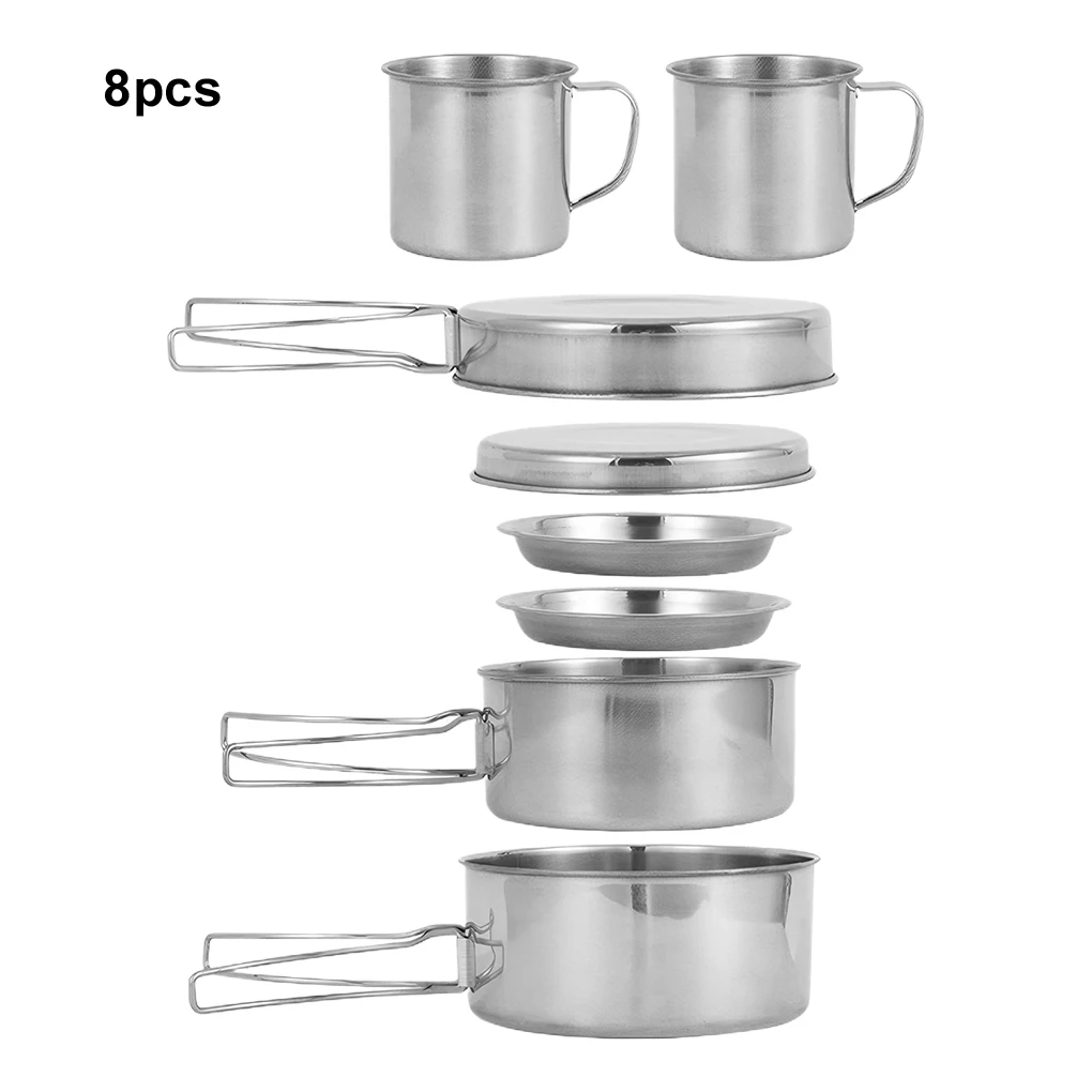 8 шт./компл. набор посуды для кемпинга легкая и портативная кастрюля сковорода