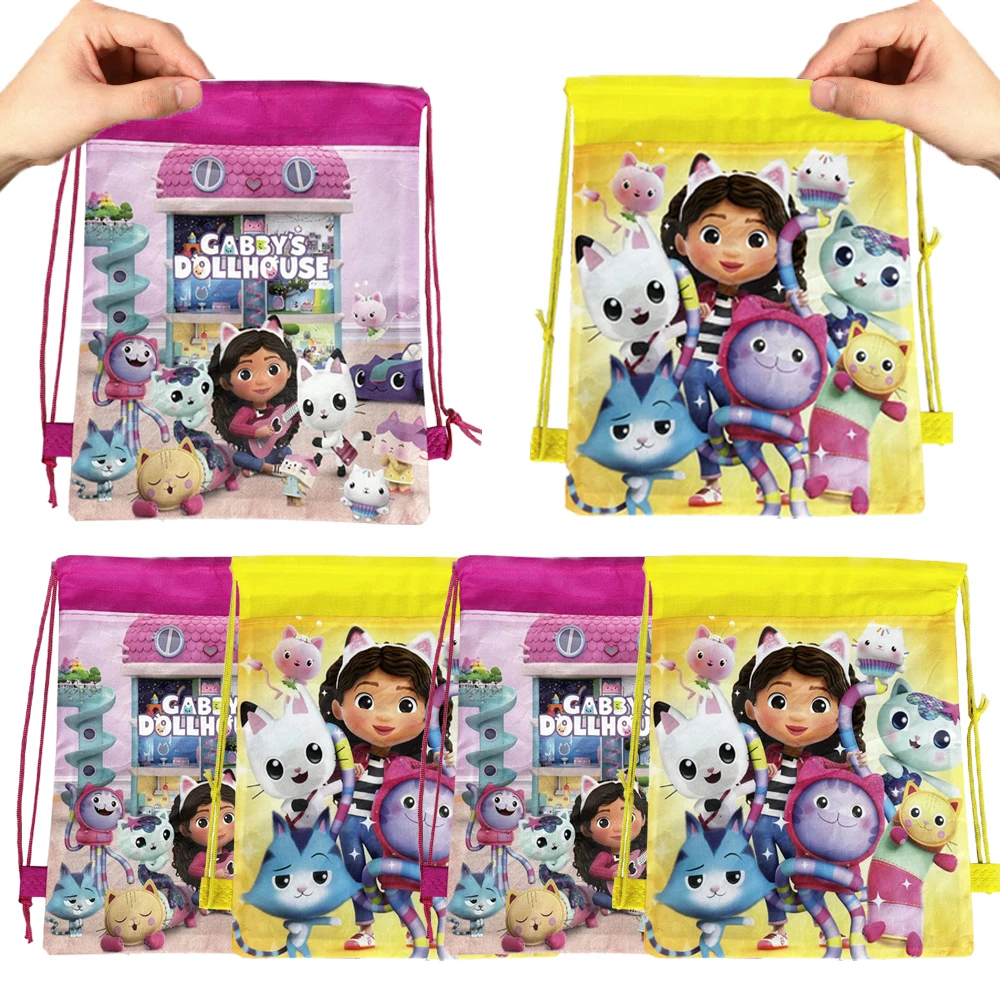 

Cartoon Gabby Dollhouse Drawstring Bag Kids Girls Favor Non-Woven Fabric Gift Bags Birthday Party Gift Bag Kids Travel Backpack