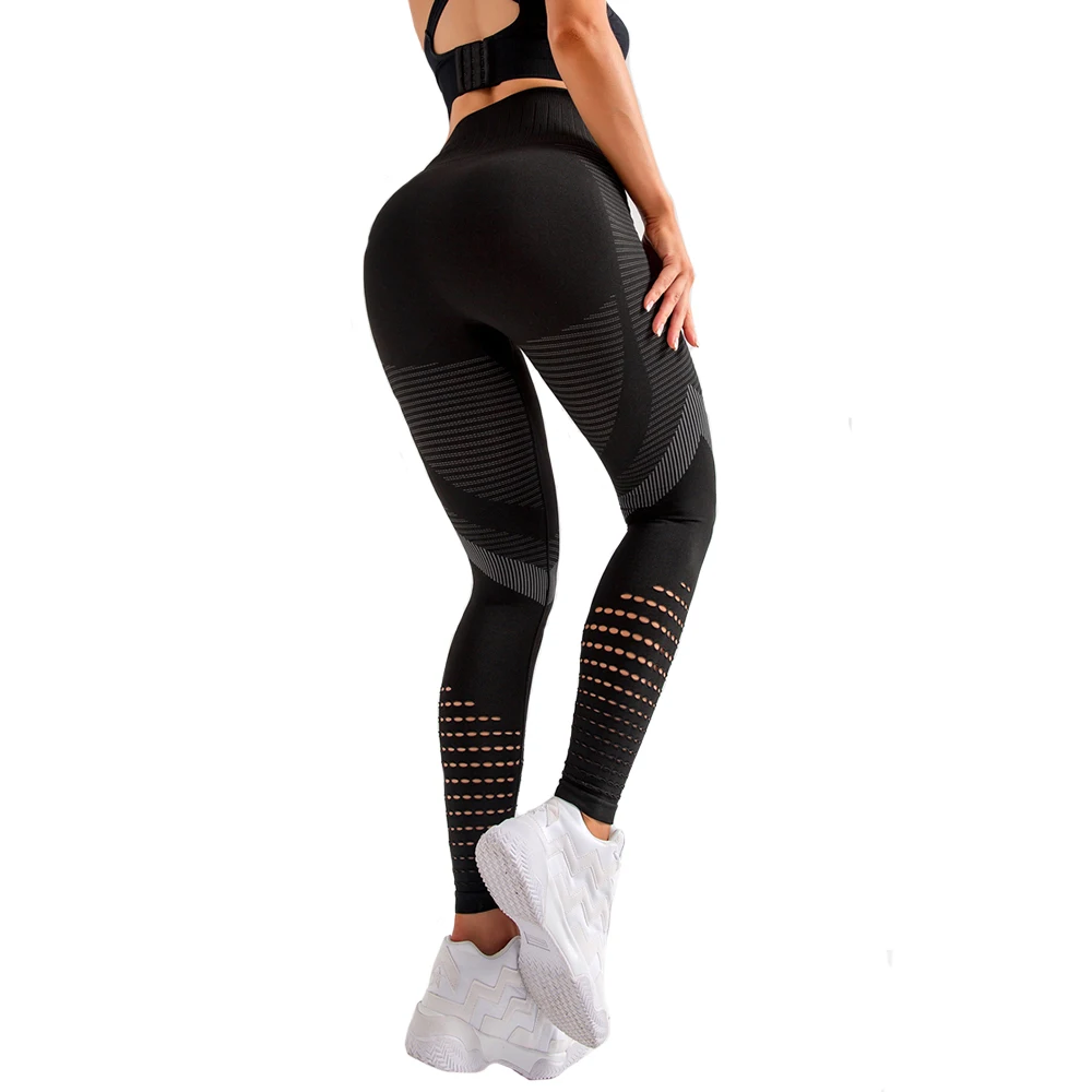 Women High Waist Fitness Gym Leggings Seamless Energy Tights Workout Running Activewear Yoga Pants Hollow Sport Trainning Wear