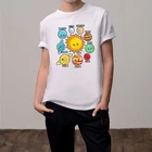 Футболка для мальчиков, одежда для маленьких детей, летняя модная Милая футболка с принтом солнечной системы, круглым вырезом и короткими рукавами, детские топы