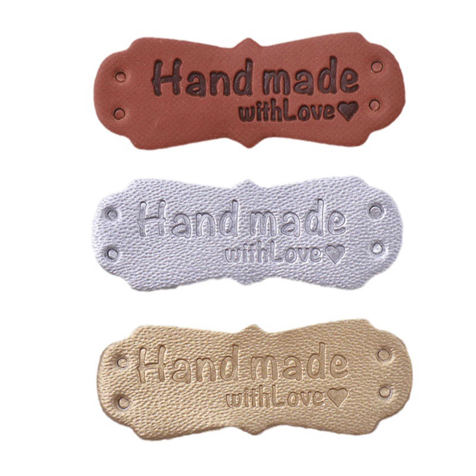 Кожаные этикетки ручной работы с надписью Handmade with Love