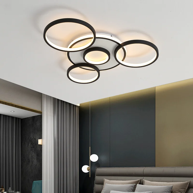 

Modern Round Design Chandelier Lights For Living Room Bedroom Study Black Coffee Deco Lighting Fixtures Luminaire Lustres