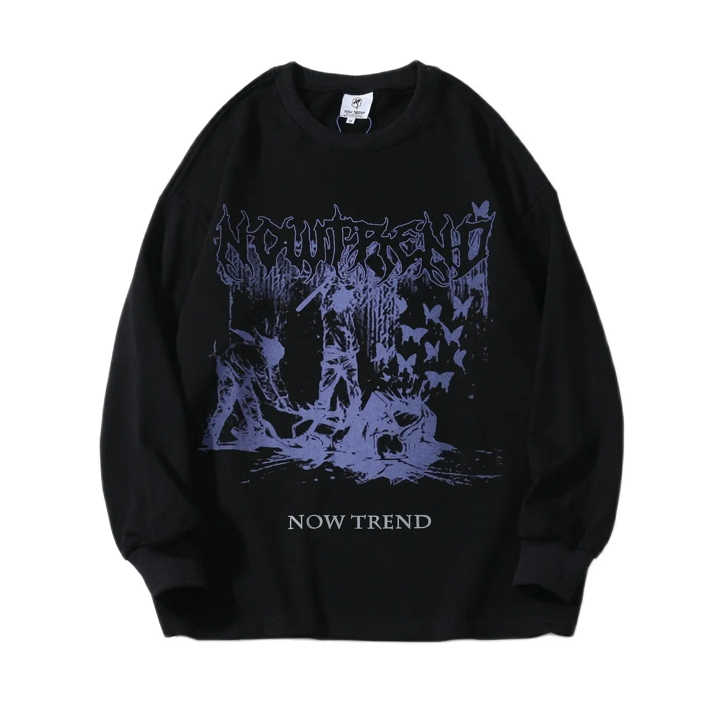 

Gothic Punk Sweatshirt Women Oversize Black Hoodie Tops Korean Warm Sweatshirts